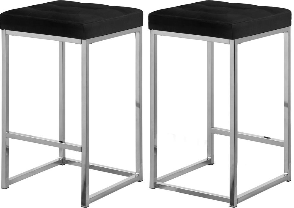 Black velvet / chrome metal legs bar stool by Meridian