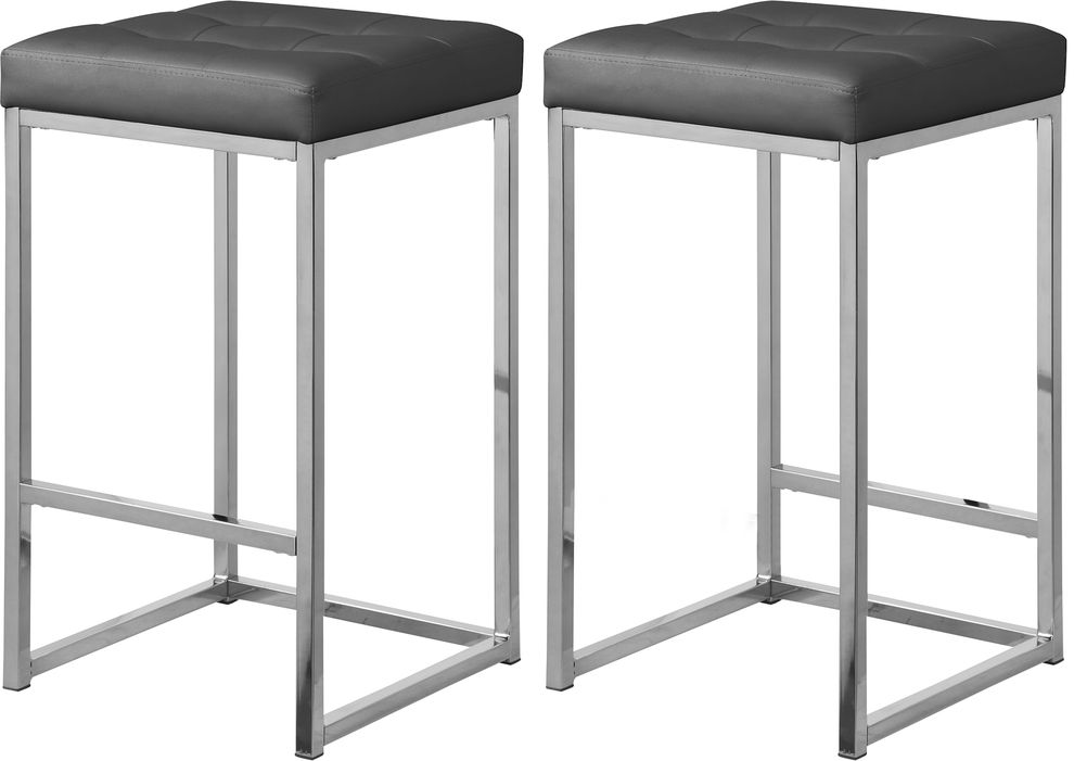 Gray faux leather / chrome metal legs bar stool by Meridian