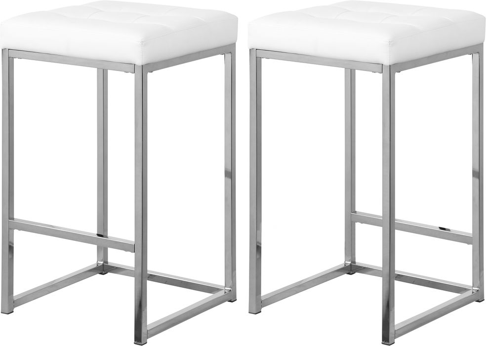 White faux leather / chrome metal legs bar stool by Meridian