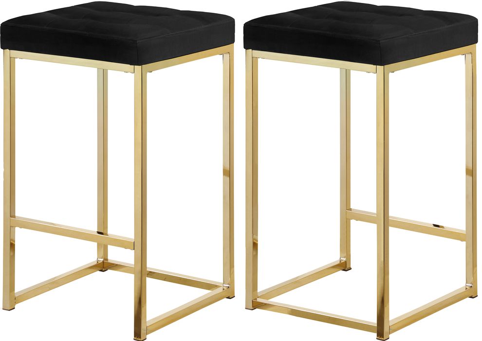 Black velvet / gold metal legs bar stool by Meridian