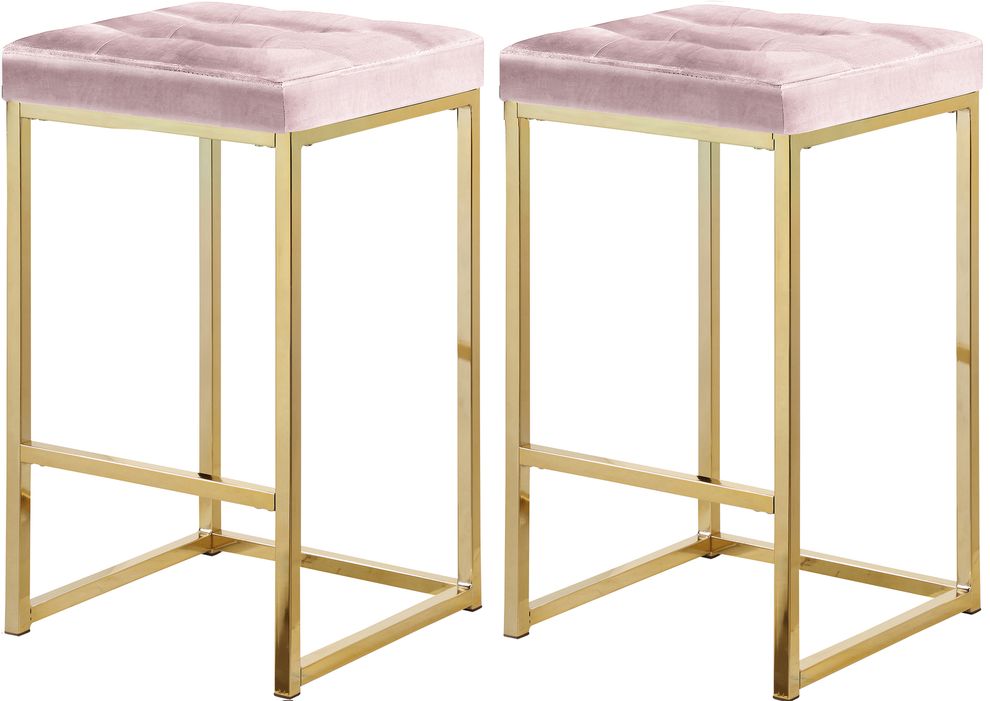 Pink velvet / gold metal legs bar stool by Meridian