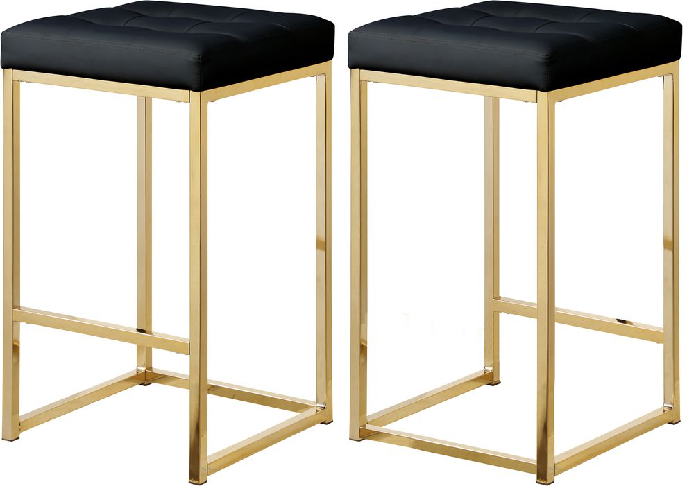 Black pvc leather / gold metal legs bar stool by Meridian