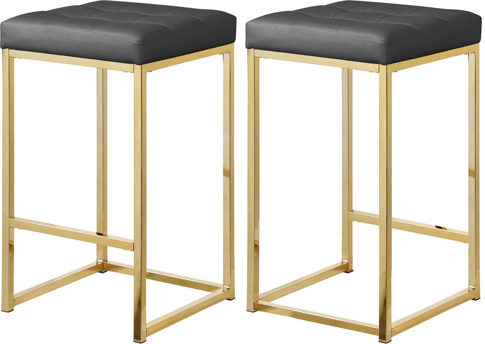 Gray pvc leather / gold metal legs bar stool by Meridian