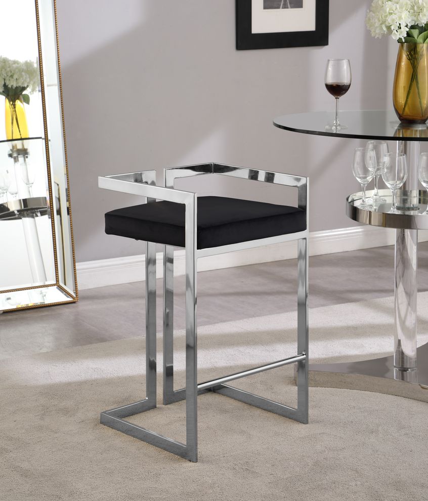 Black velvet / chrome bar stool by Meridian