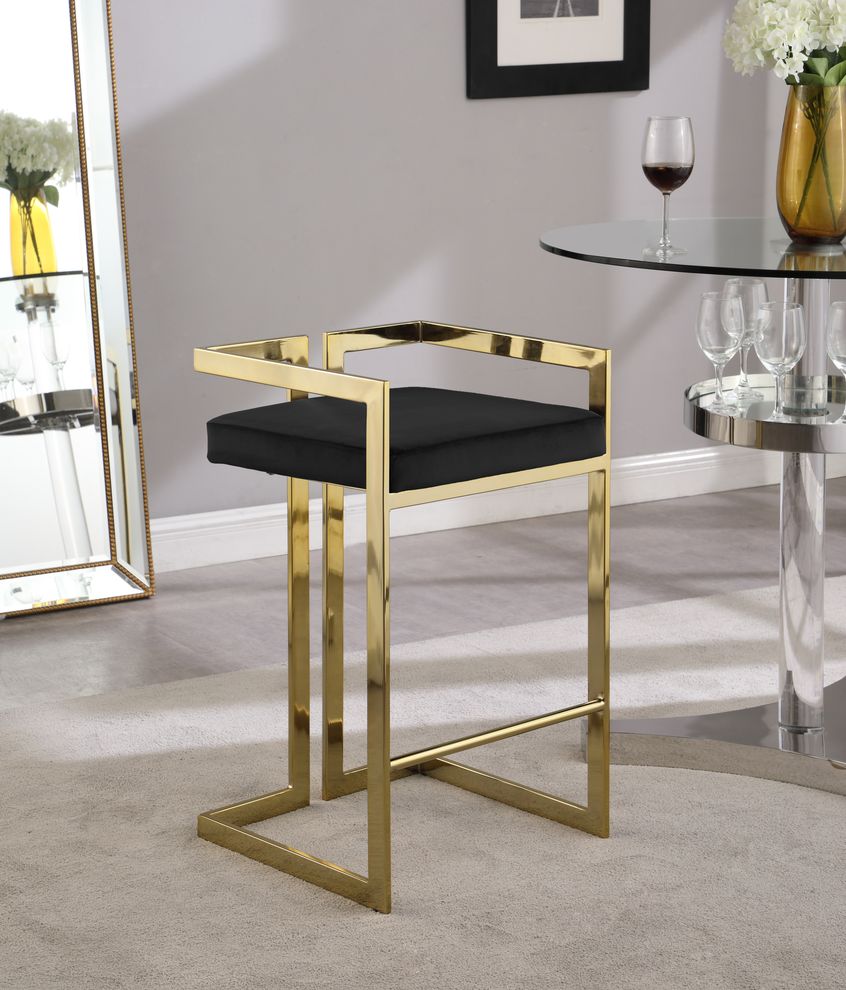 Black velvet gold metal bar stool by Meridian