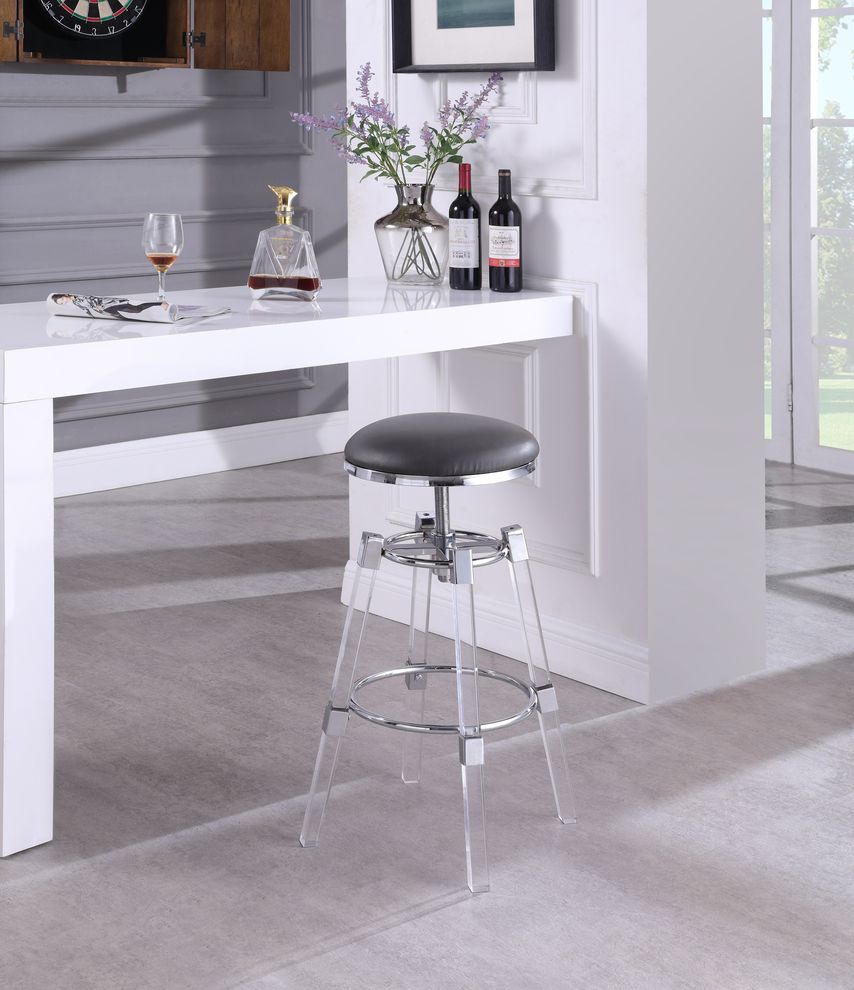 Gray faux leather / acrylic / chrome bar stool by Meridian