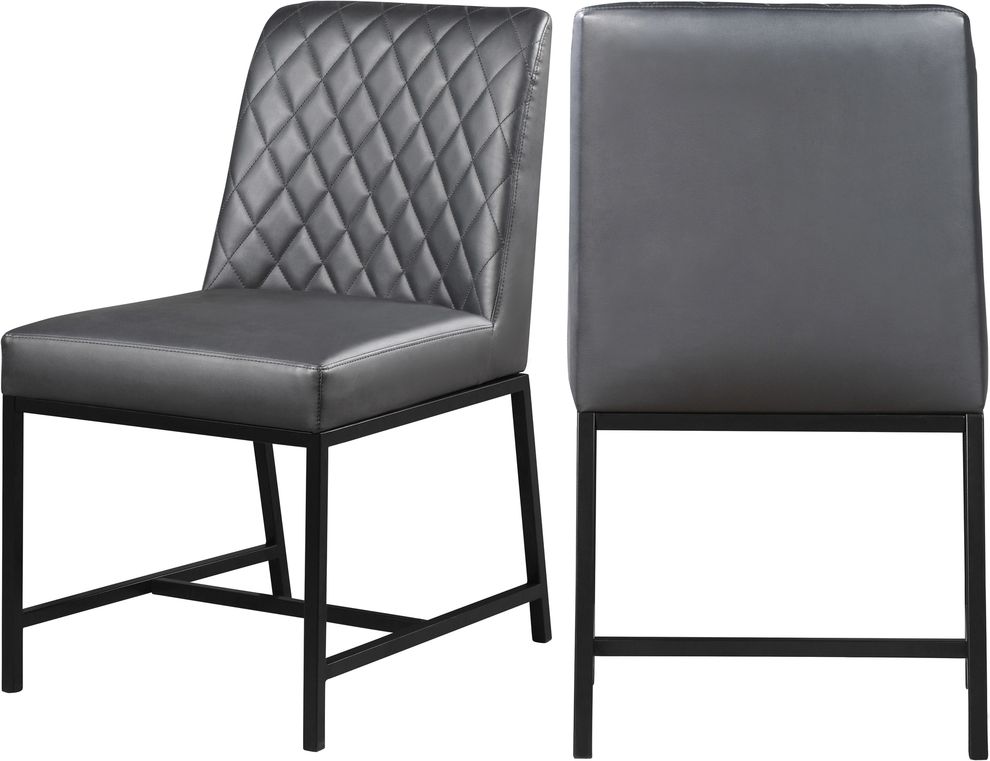 Gray faux leather dining chair by Meridian