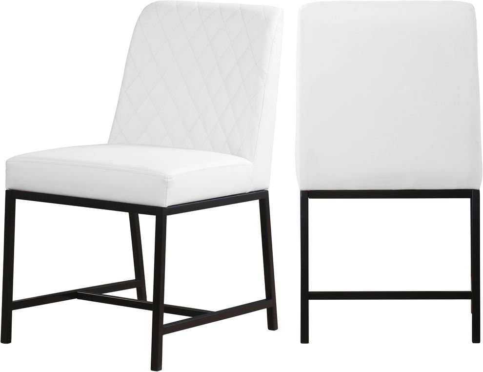 White faux leather dining chair by Meridian