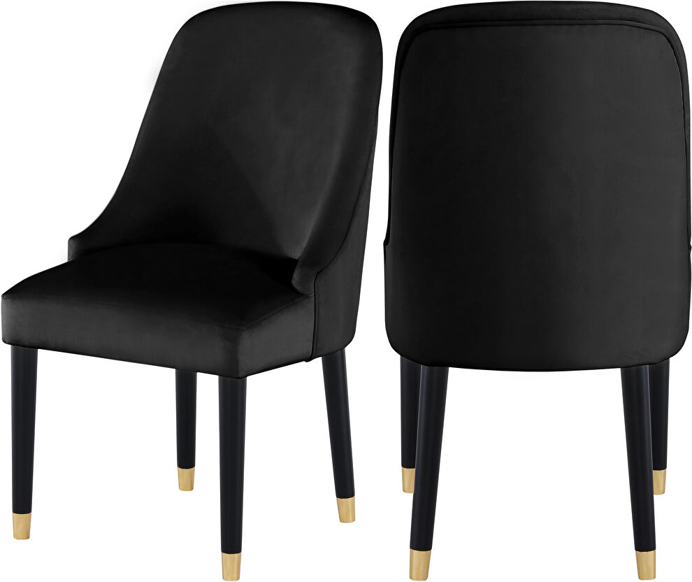 Black velvet dining chair w/ golden tip legs by Meridian