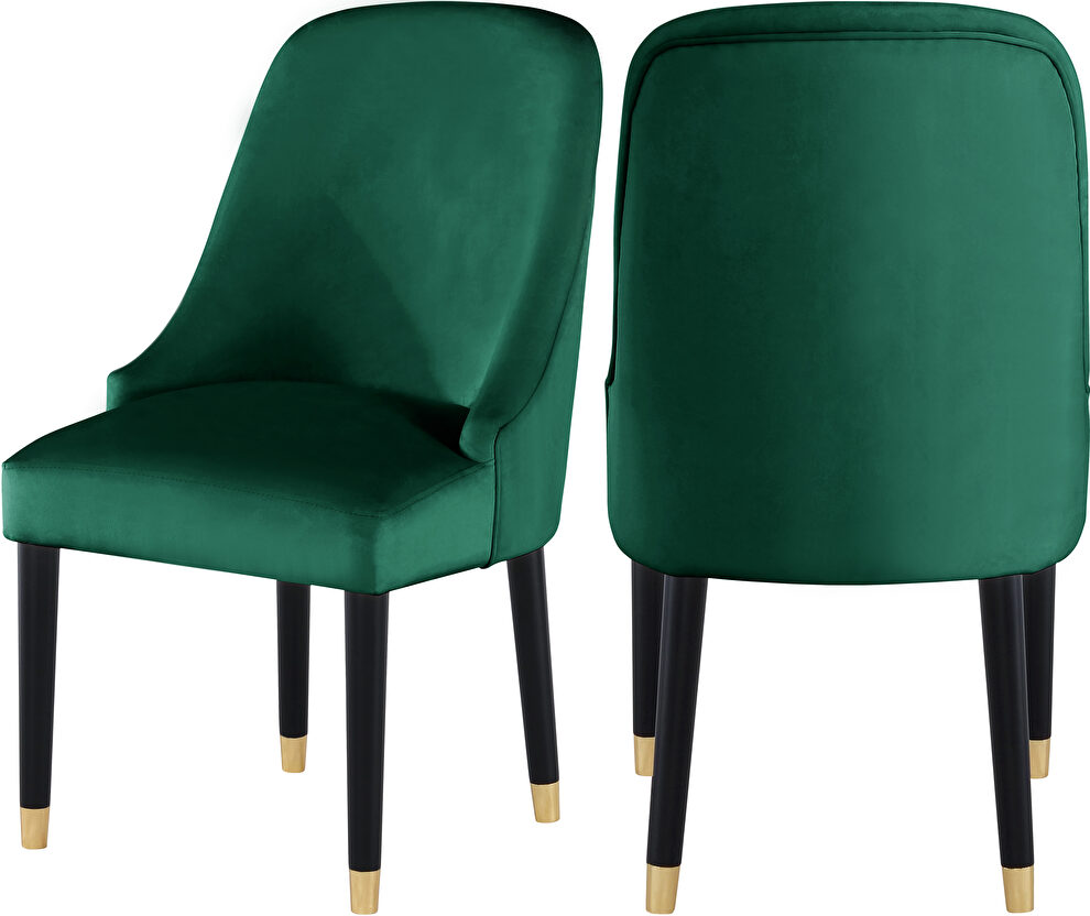 Green velvet dining chair w/ golden tip legs by Meridian