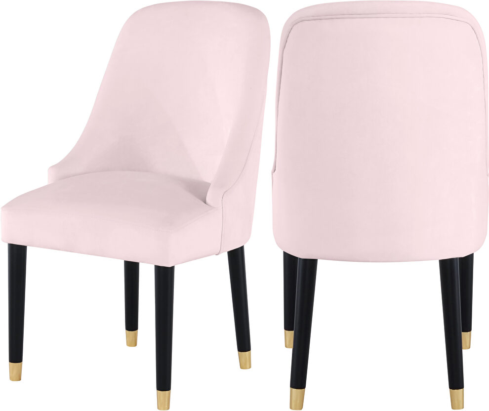 Pink velvet dining chair w/ golden tip legs by Meridian