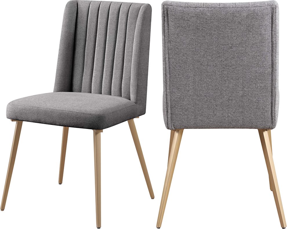 Stylish gray fabric chairs w/ gold legs by Meridian