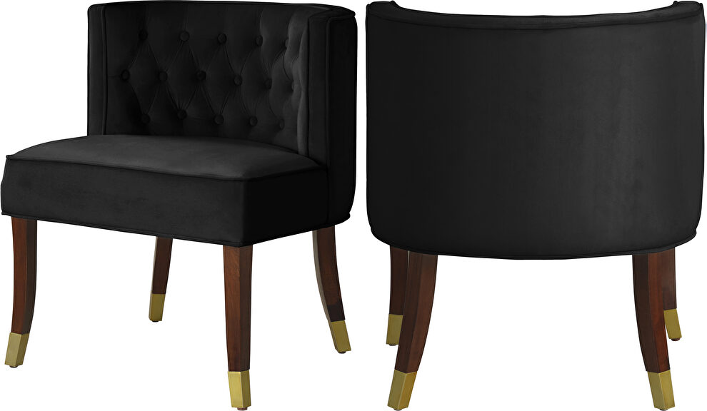 Rounded tufted back velvet dining chair by Meridian