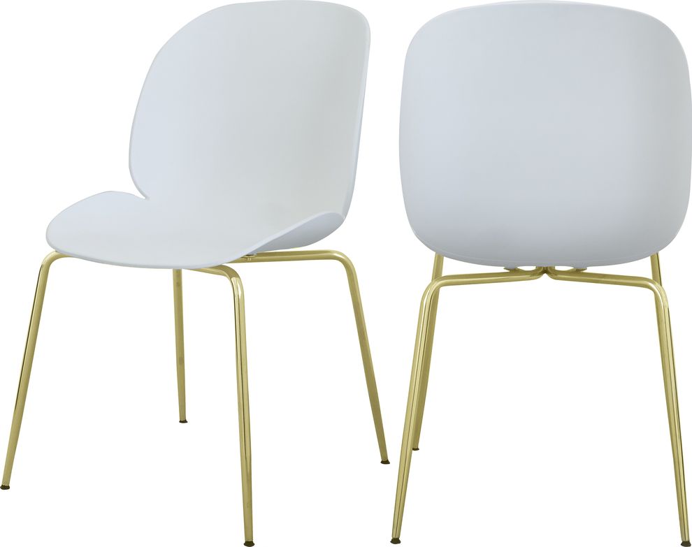 White plastic / gold chrome dining chair by Meridian