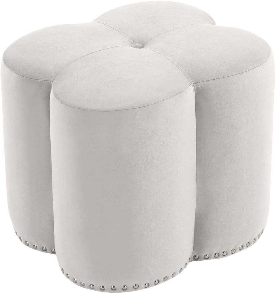 Cream velvet ottoman in a shape of clover by Meridian
