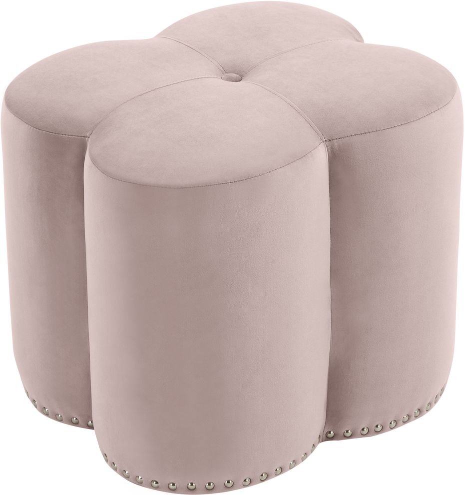Pink velvet ottoman in a shape of clover by Meridian