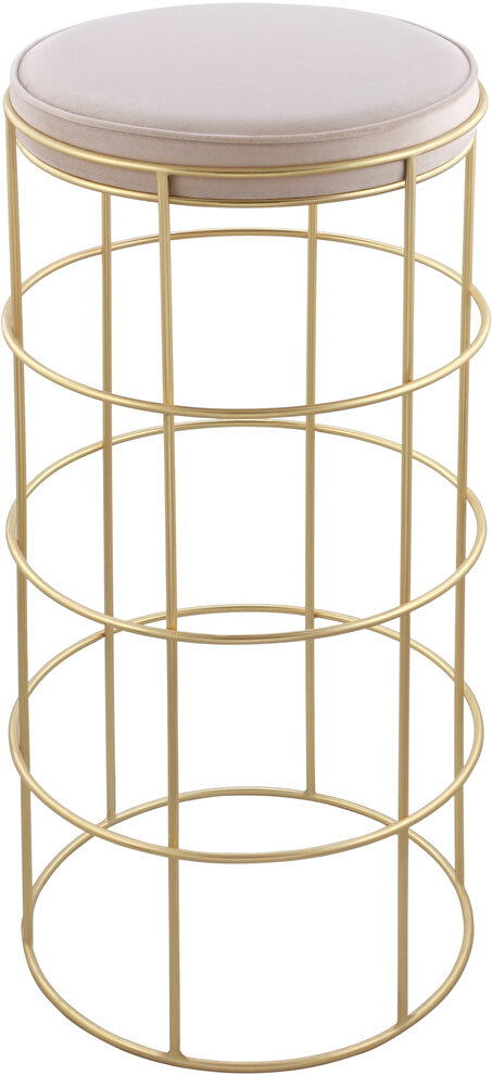 Wire gold chrome / cream velvet counter style stool by Meridian