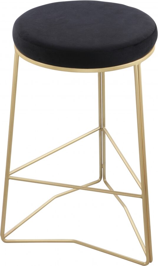 Black velvet seat / gold steel bar stool by Meridian