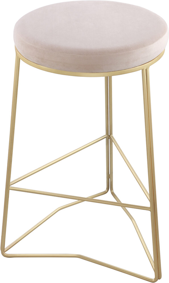 Cream velvet seat / gold steel bar stool by Meridian