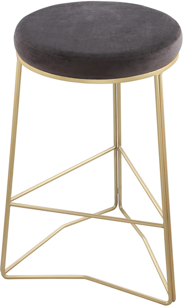 Gray velvet seat / gold steel bar stool by Meridian