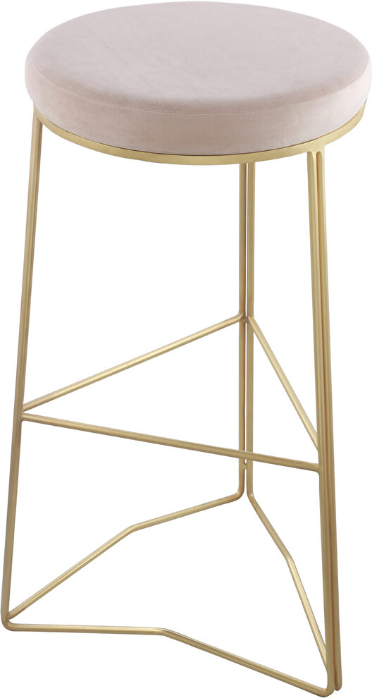 Brushed gold cream velvet round seat bar stool by Meridian