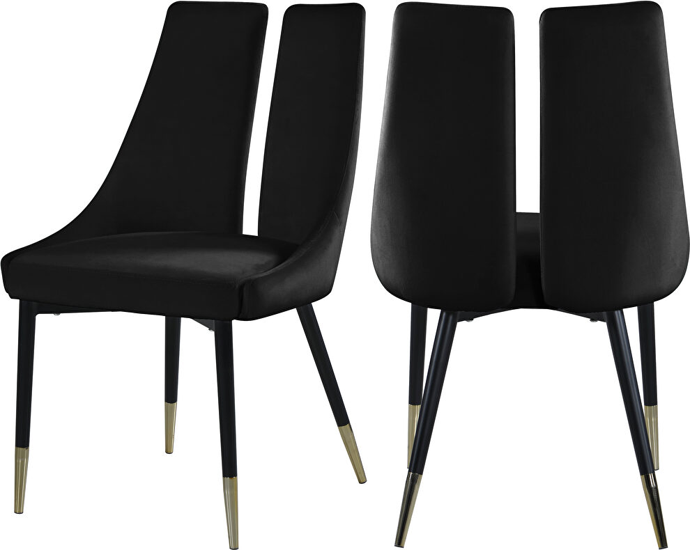 Split back black velvet dining chair by Meridian