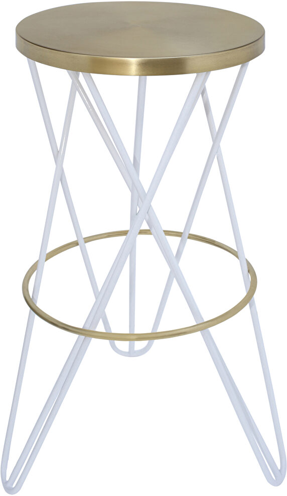 Gold / white round stylish bar stool by Meridian