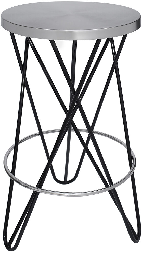 Black / silver round stylish bar stool by Meridian