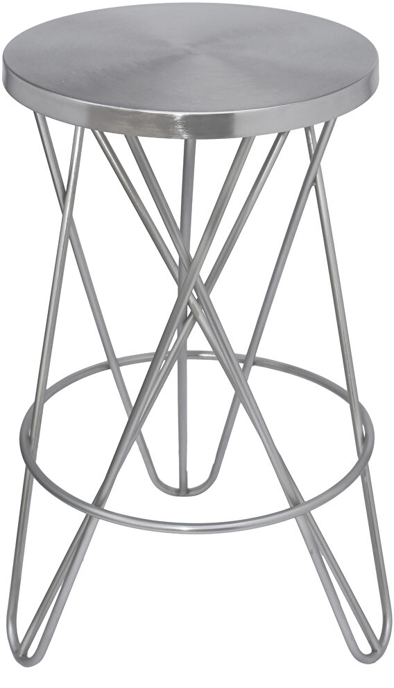 Silver round stylish bar stool by Meridian