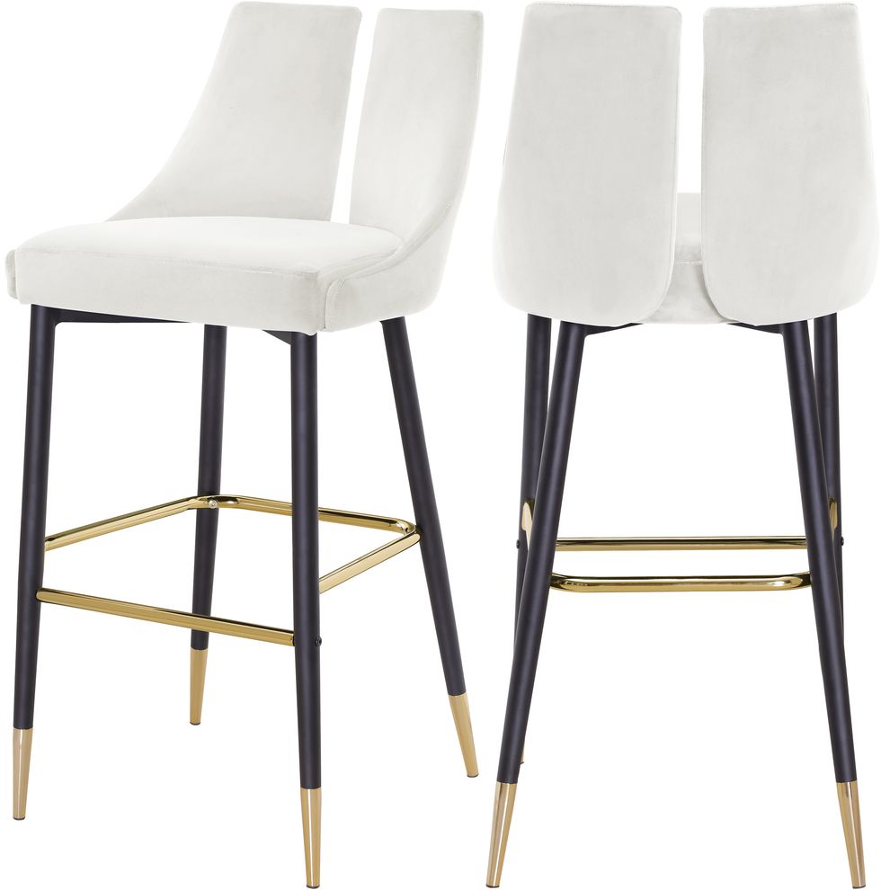 Velvet fabric contemporary chair w/ gold tip legs by Meridian