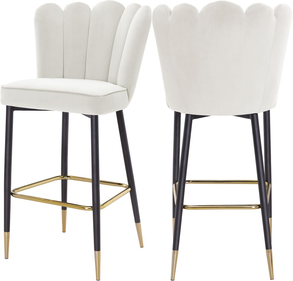 Cream velvet / gold metal legs bar stool by Meridian