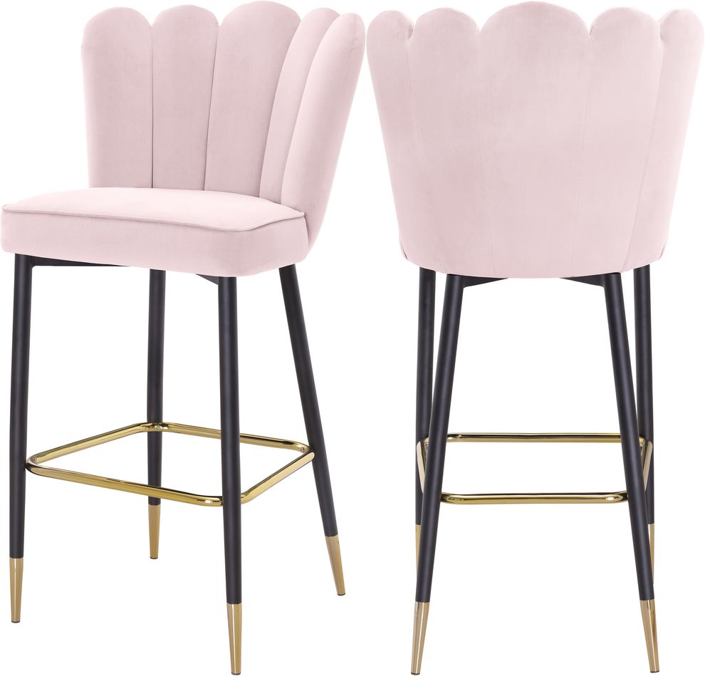 Pink velvet / gold metal legs bar stool by Meridian