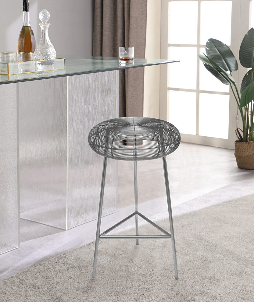 Silver wire style contemporary bar stool by Meridian