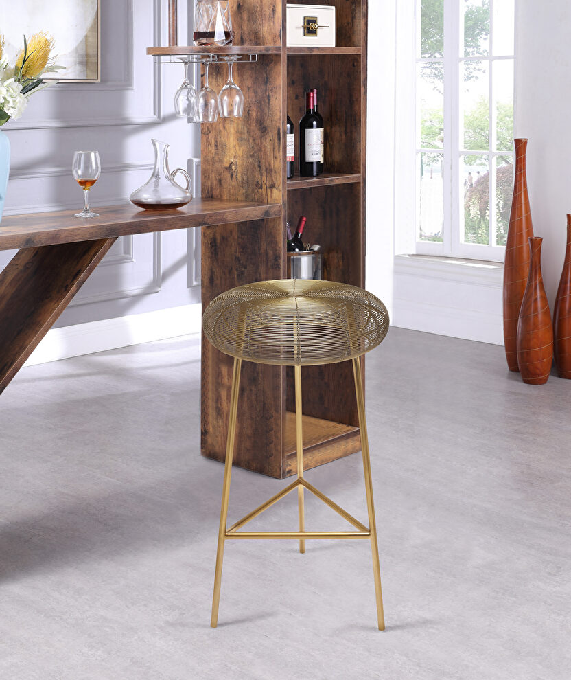 Gold wire style contemporary bar stool by Meridian