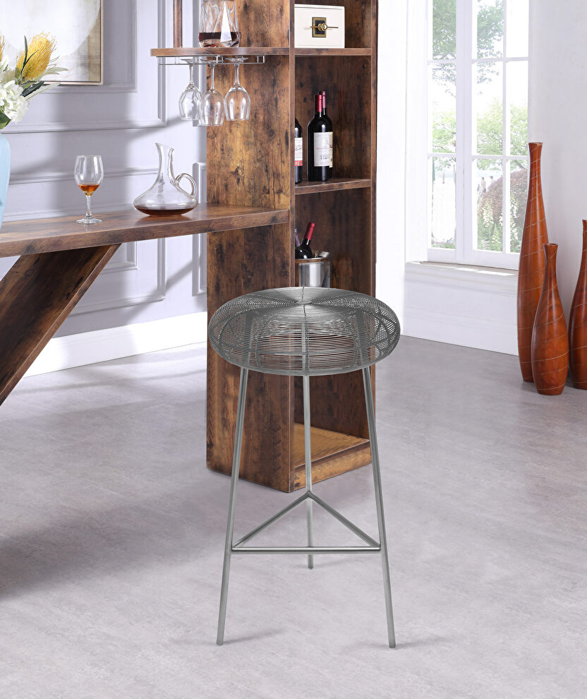 Silver wire style contemporary bar stool by Meridian
