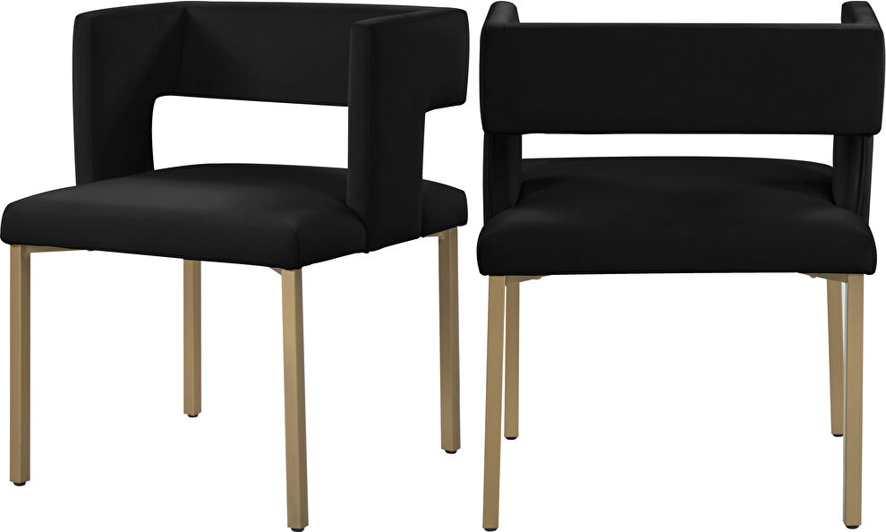 Black velvet fashionable dining chair by Meridian
