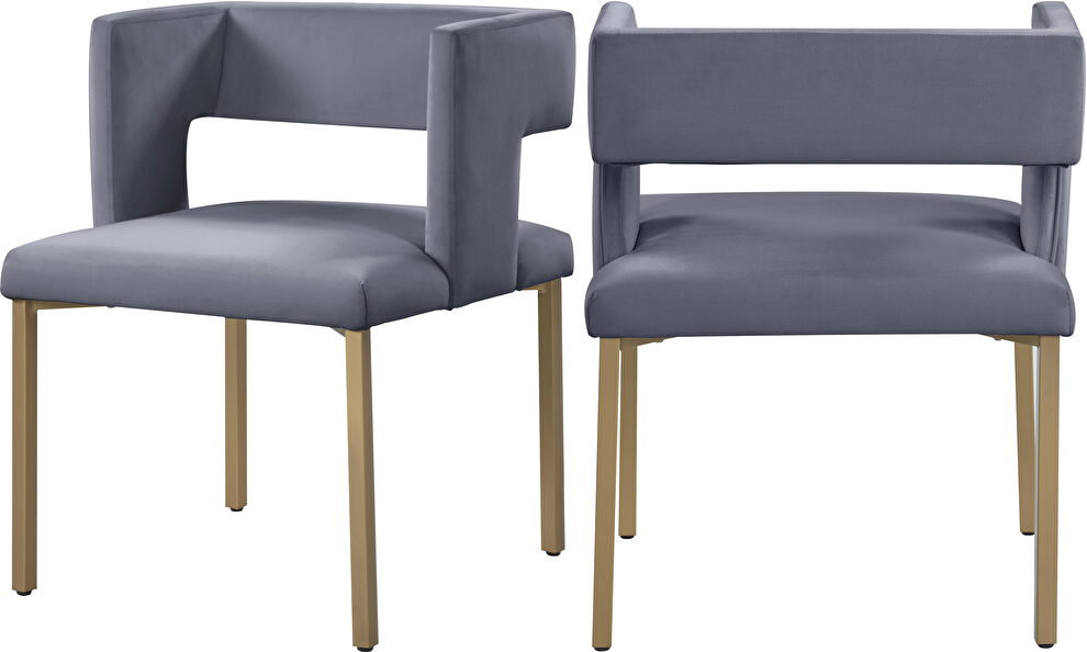 Gray velvet fashionable dining chair by Meridian