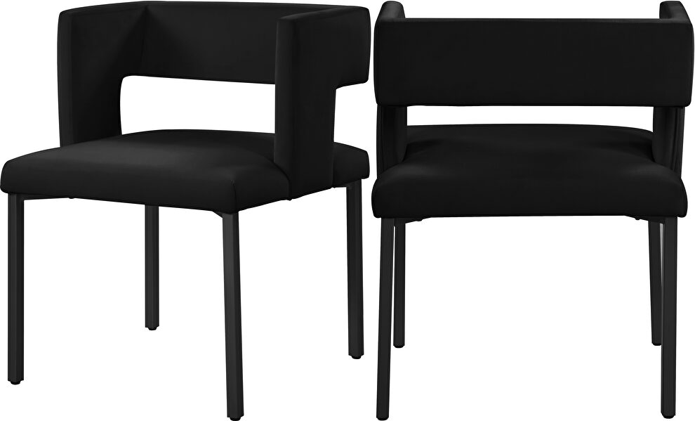 Black velvet fashionable dining chair by Meridian