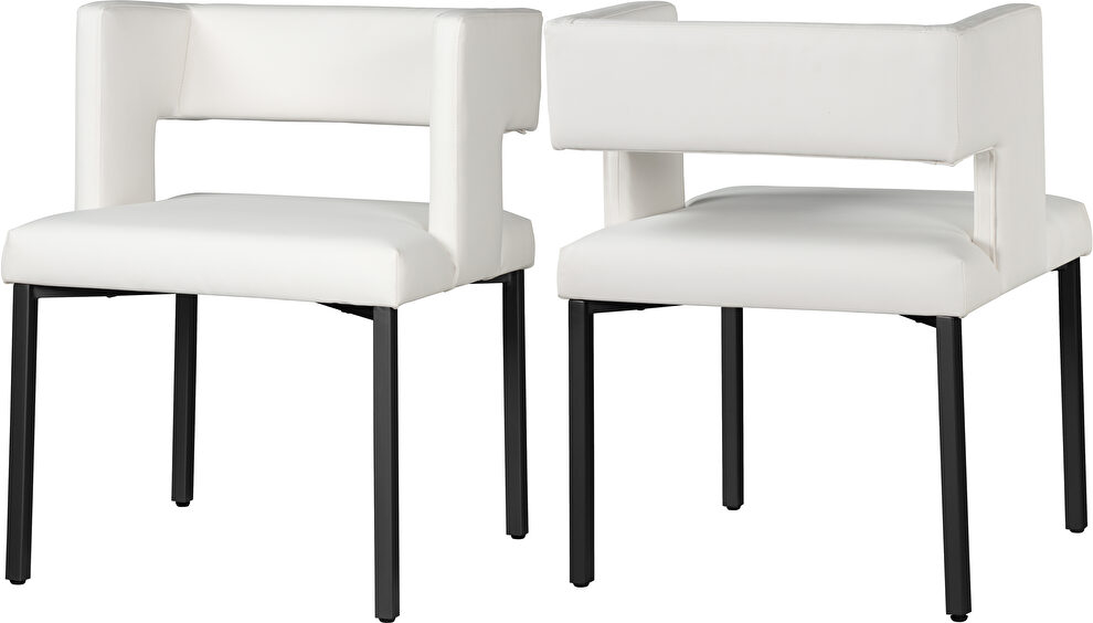 White faux leather fashionable dining chair by Meridian