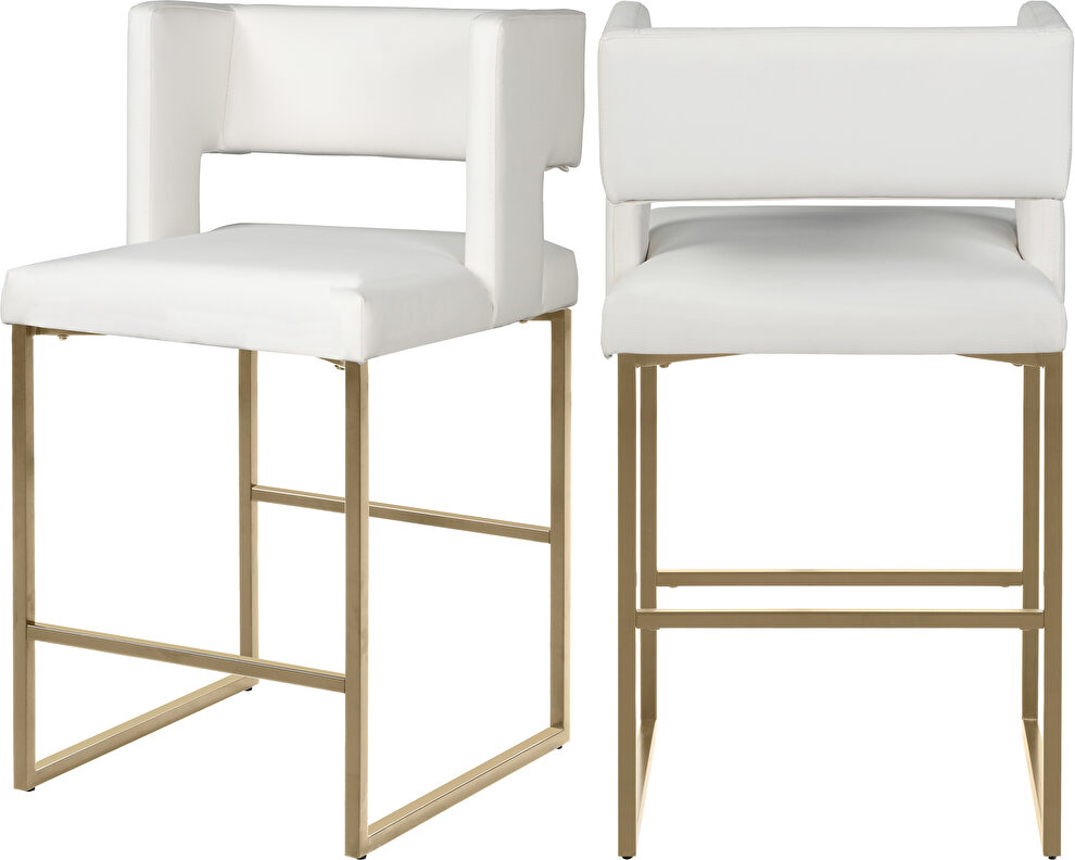 White unique square back bar stool by Meridian