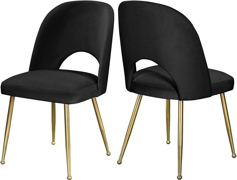 Brushed gold / black velvet dining chair by Meridian