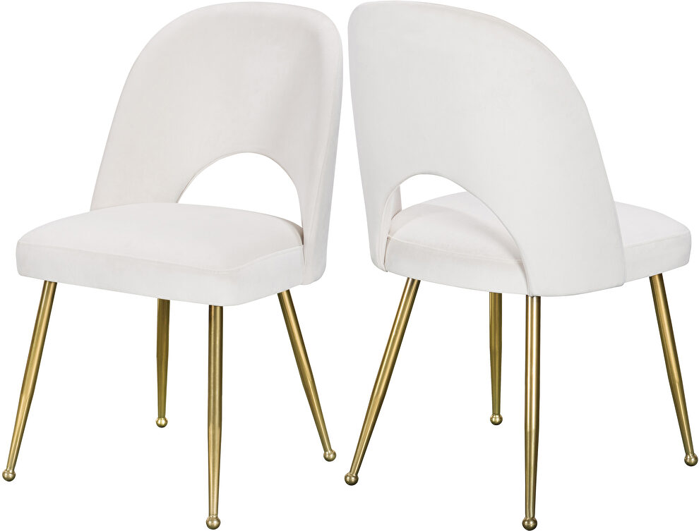 Brushed gold / cream velvet dining chair by Meridian