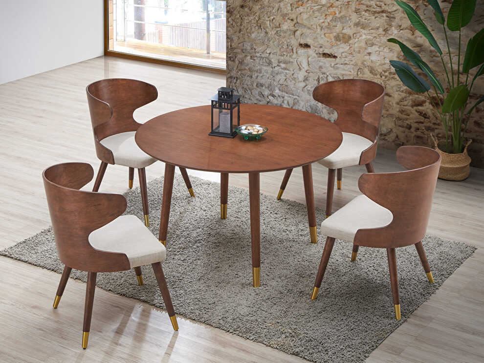Mid-century style walnut round table by Meridian