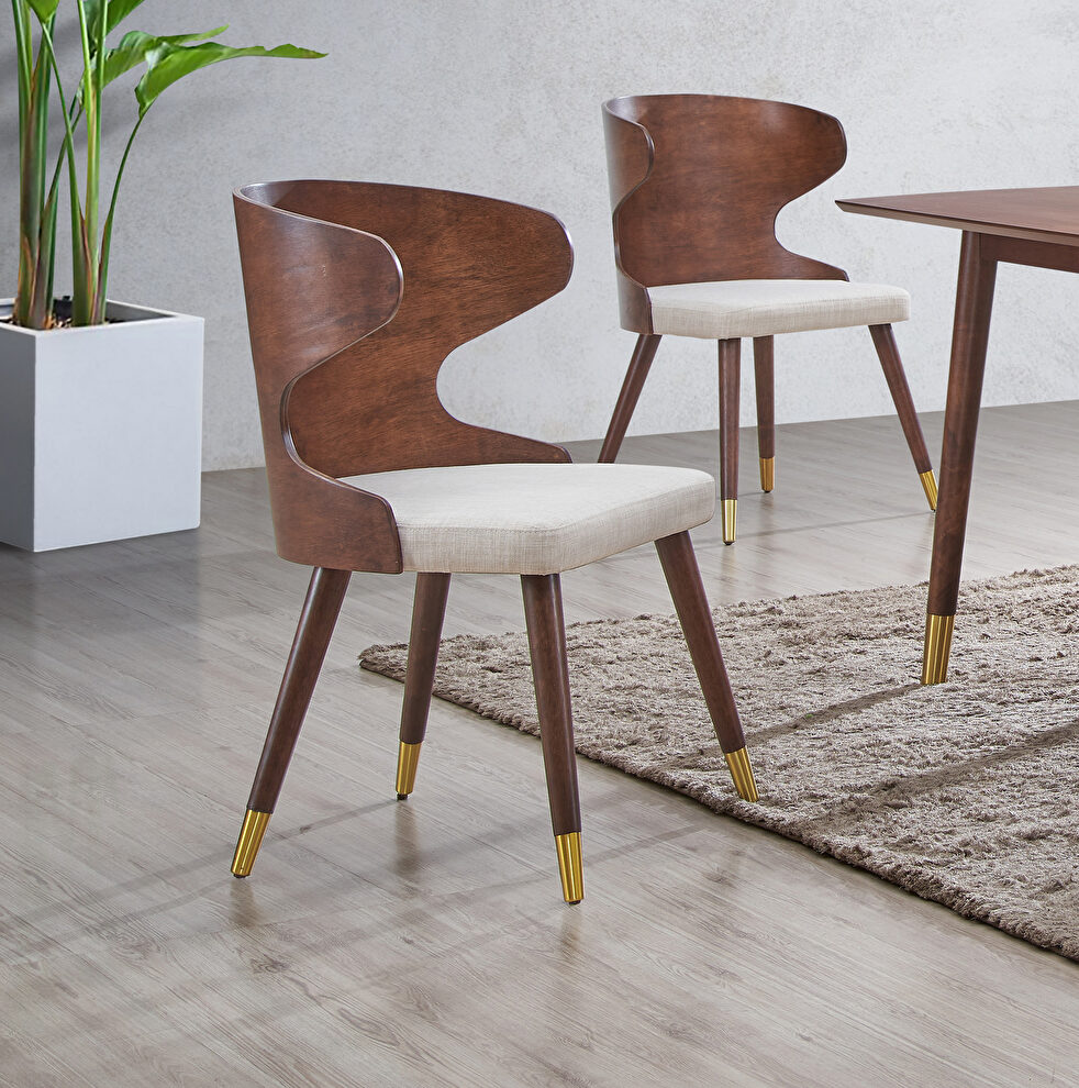 Mid-century style walnut dining chair by Meridian