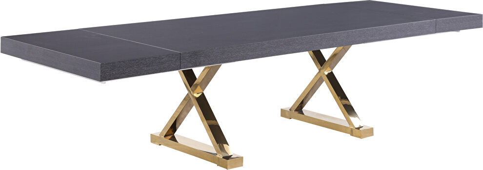 Oversized extension gray / gold dining table by Meridian