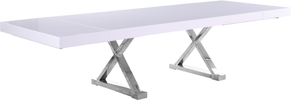 Oversized extension white/silver dining table by Meridian
