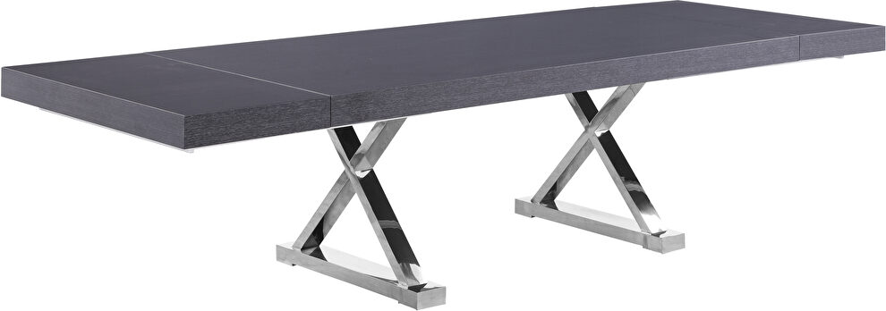 Oversized extension gray/silver dining table by Meridian