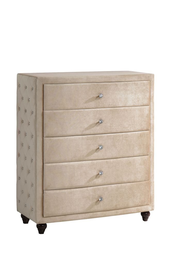 Beige canopy tufted buttons chest by Meridian