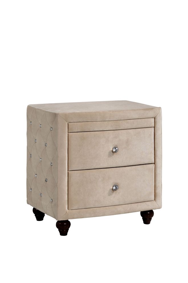Beige canopy tufted buttons nightstand by Meridian