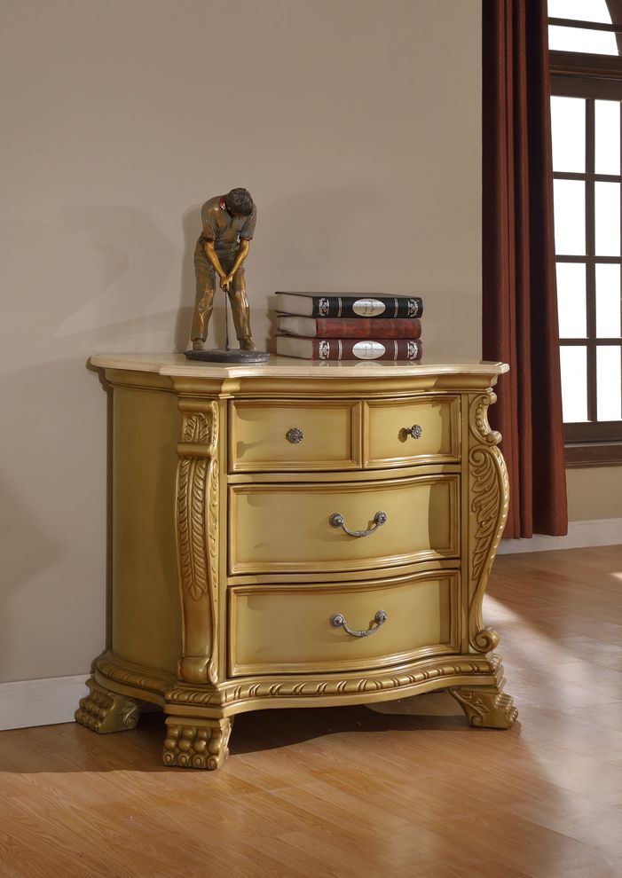 Rich gold royal style traditional nightstand by Meridian